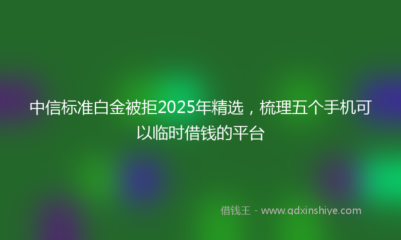 中信标准白金被拒2025年精选，梳理五个手机可以临时借钱的平台