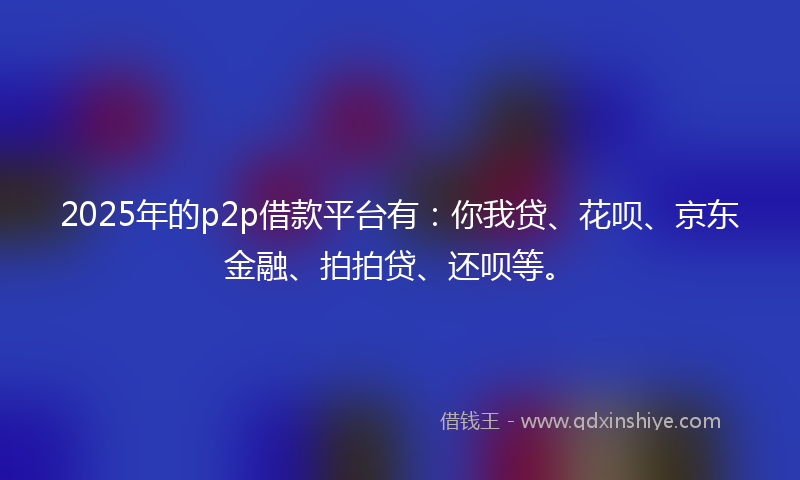 2025年的p2p借款平台有：你我贷、花呗、京东金融、拍拍贷、还呗等。