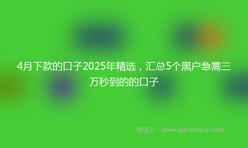 4月下款的口子2025年精选，汇总5个黑户急需三万秒到的的口子