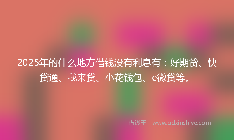 2025年的什么地方借钱没有利息有：好期贷、快贷通、我来贷、小花钱包、e微贷等。