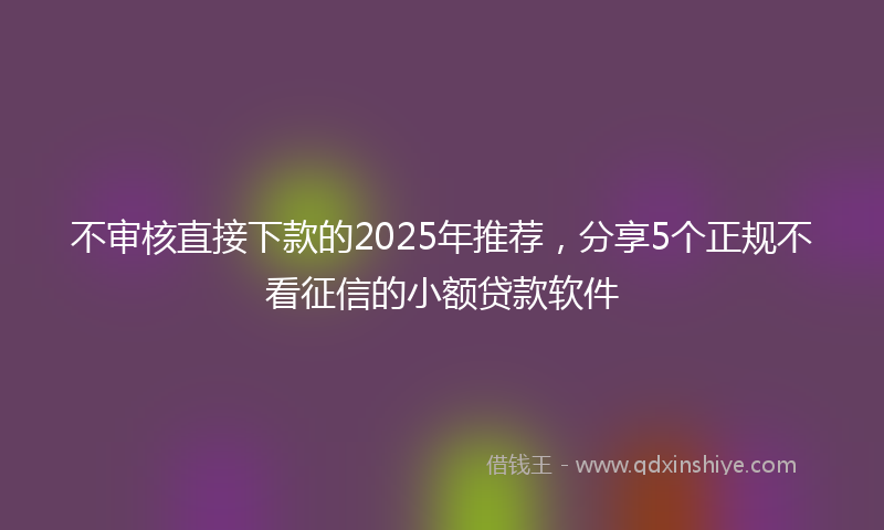 不审核直接下款的2025年推荐，分享5个正规不看征信的小额贷款软件
