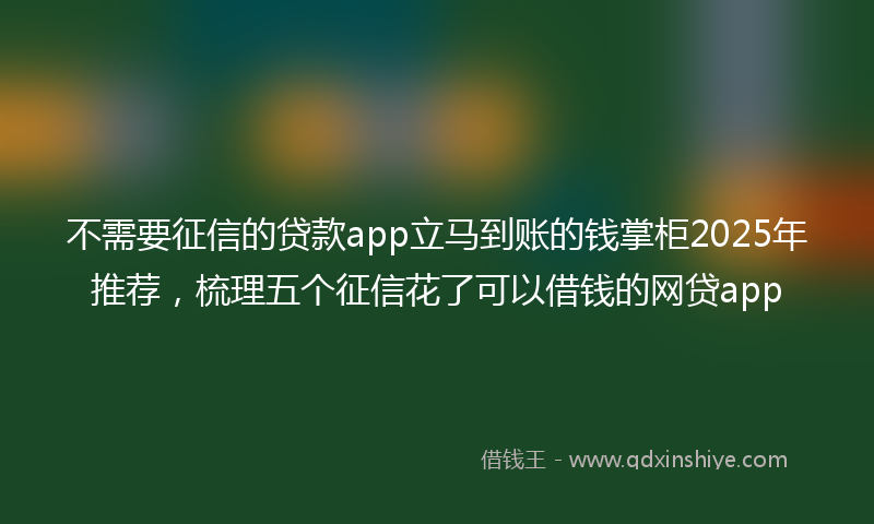 不需要征信的贷款app立马到账的钱掌柜2025年推荐，梳理五个征信花了可以借钱的网贷app