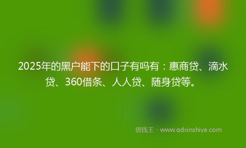 2025年的黑户能下的口子有吗有：惠商贷、滴水贷、360借条、人人贷、随身贷等。