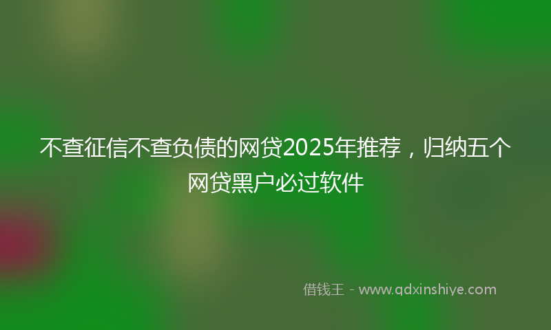不查征信不查负债的网贷2025年推荐，归纳五个网贷黑户必过软件