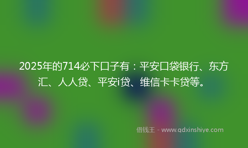 2025年的714必下口子有：平安口袋银行、东方汇、人人贷、平安i贷、维信卡卡贷等。