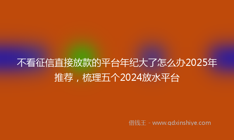 不看征信直接放款的平台年纪大了怎么办2025年推荐，梳理五个2024放水平台