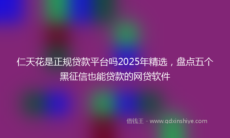 仁天花是正规贷款平台吗2025年精选，盘点五个黑征信也能贷款的网贷软件