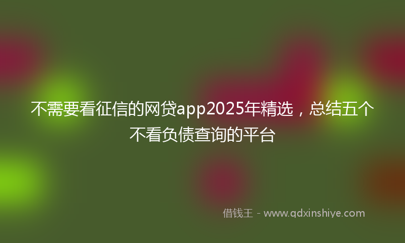不需要看征信的网贷app2025年精选，总结五个不看负债查询的平台
