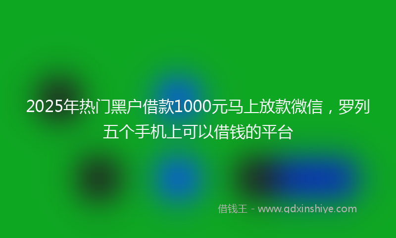 2025年热门黑户借款1000元马上放款微信，罗列五个手机上可以借钱的平台