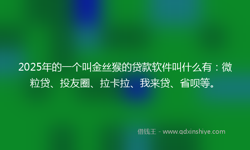 2025年的一个叫金丝猴的贷款软件叫什么有：微粒贷、投友圈、拉卡拉、我来贷、省呗等。