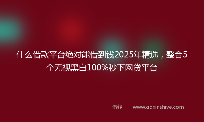 什么借款平台绝对能借到钱2025年精选，整合5个无视黑白100%秒下网贷平台