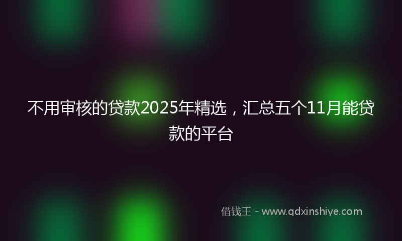 不用审核的贷款2025年精选，汇总五个11月能贷款的平台