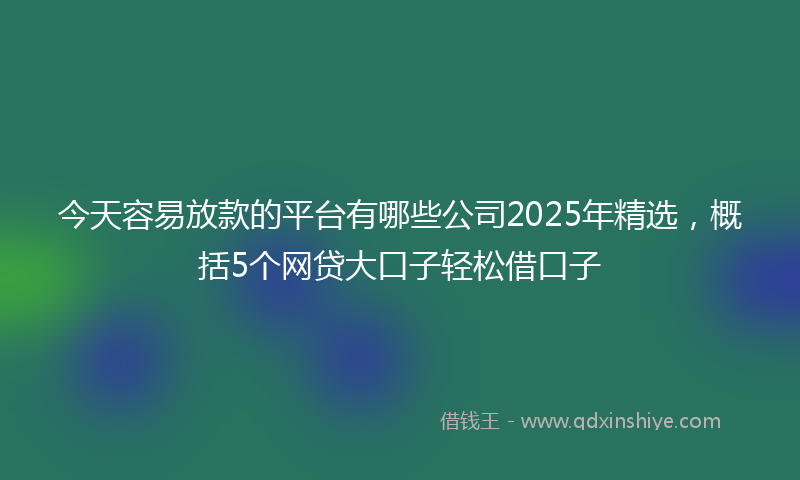 今天容易放款的平台有哪些公司2025年精选，概括5个网贷大口子轻松借口子