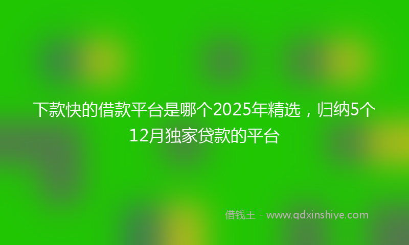 下款快的借款平台是哪个2025年精选，归纳5个12月独家贷款的平台