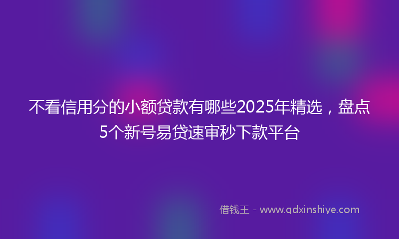 不看信用分的小额贷款有哪些2025年精选，盘点5个新号易贷速审秒下款平台