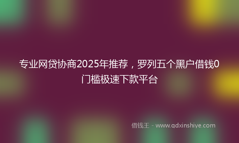 专业网贷协商2025年推荐，罗列五个黑户借钱0门槛极速下款平台