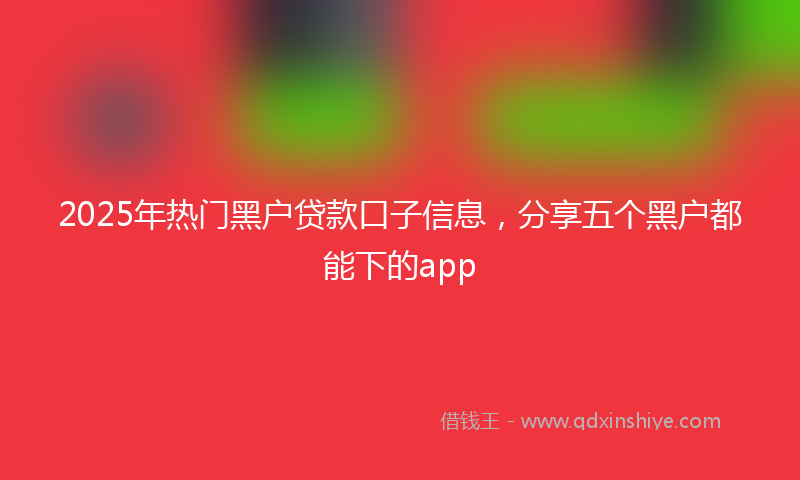 2025年热门黑户贷款口子信息，分享五个黑户都能下的app