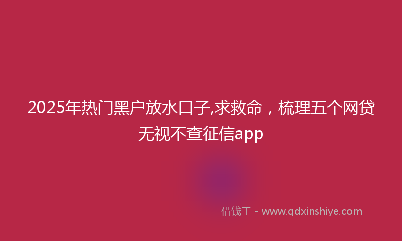 2025年热门黑户放水口子,求救命，梳理五个网贷无视不查征信app