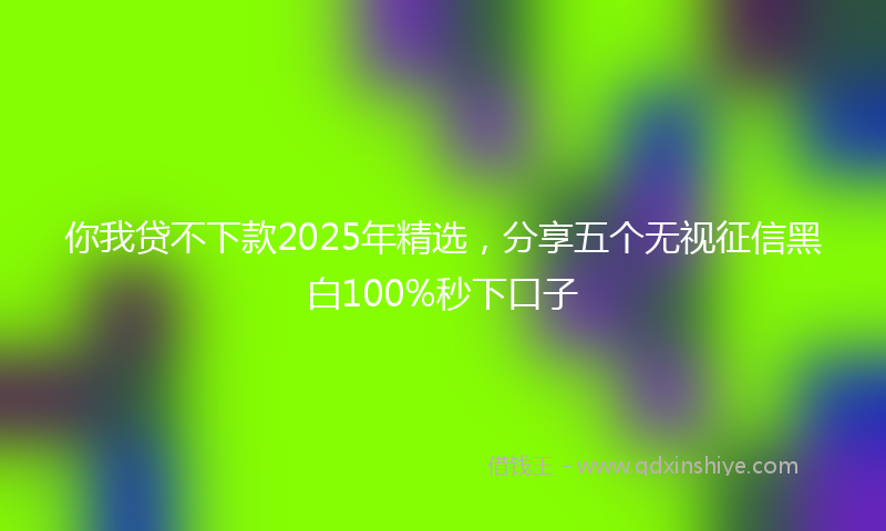 你我贷不下款2025年精选，分享五个无视征信黑白100%秒下口子