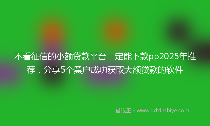 不看征信的小额贷款平台一定能下款pp2025年推荐，分享5个黑户成功获取大额贷款的软件