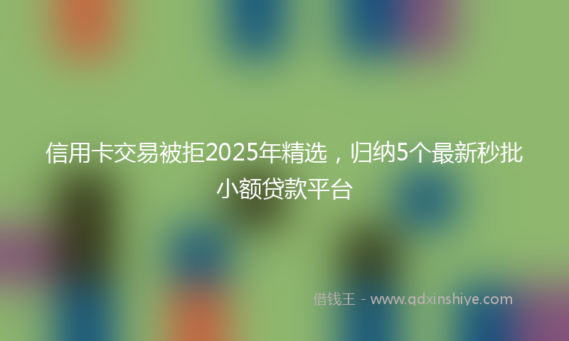 信用卡交易被拒2025年精选，归纳5个最新秒批小额贷款平台