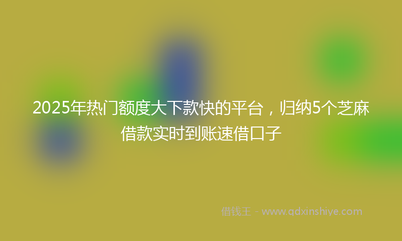 2025年热门额度大下款快的平台，归纳5个芝麻借款实时到账速借口子