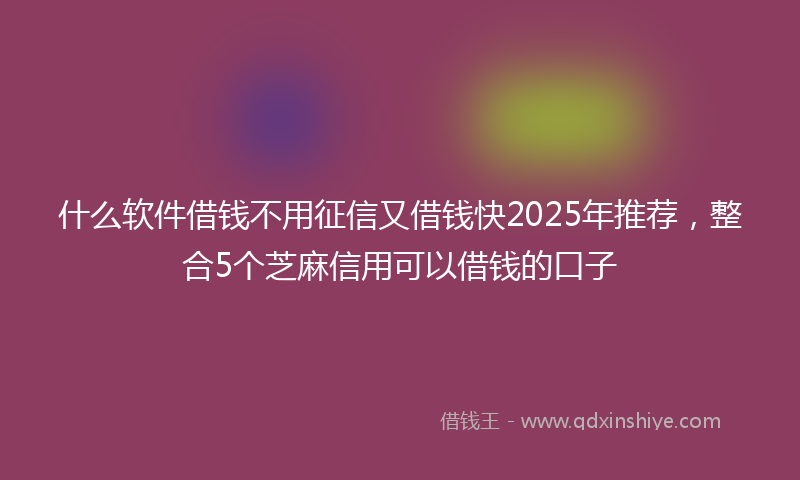 什么软件借钱不用征信又借钱快2025年推荐，整合5个芝麻信用可以借钱的口子