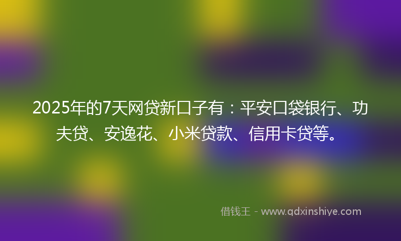 2025年的7天网贷新口子有：平安口袋银行、功夫贷、安逸花、小米贷款、信用卡贷等。