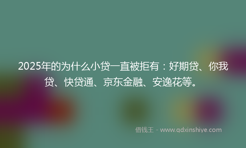 2025年的为什么小贷一直被拒有：好期贷、你我贷、快贷通、京东金融、安逸花等。