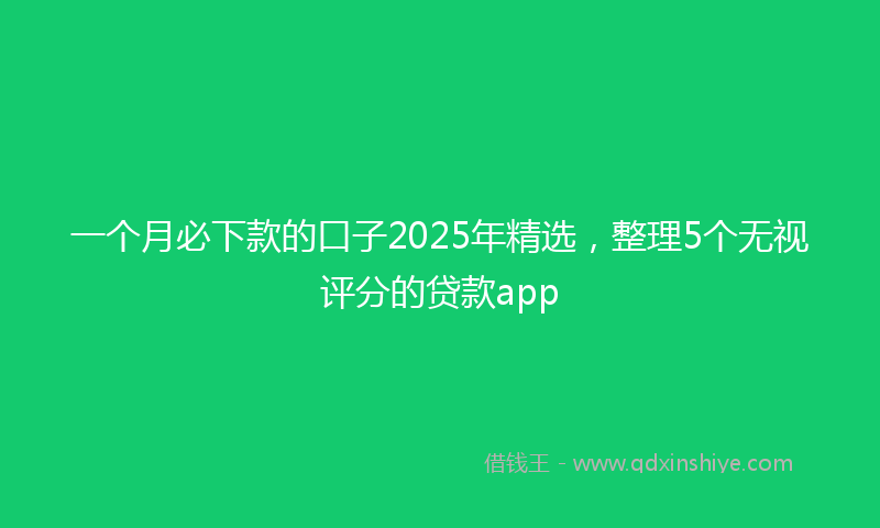 一个月必下款的口子2025年精选，整理5个无视评分的贷款app