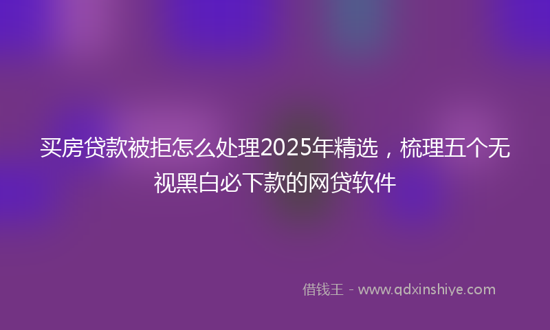 买房贷款被拒怎么处理2025年精选，梳理五个无视黑白必下款的网贷软件
