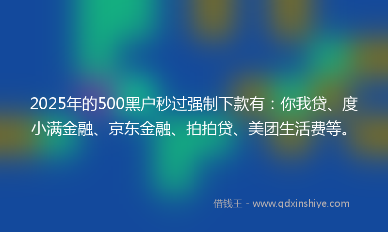 2025年的500黑户秒过强制下款有：你我贷、度小满金融、京东金融、拍拍贷、美团生活费等。