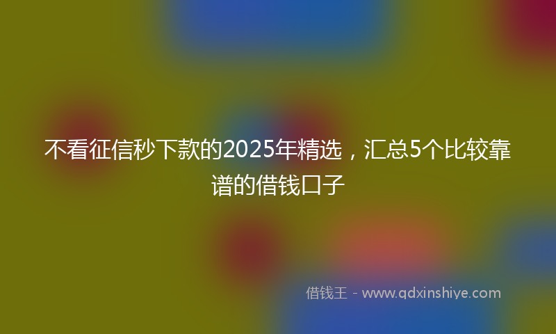 不看征信秒下款的2025年精选，汇总5个比较靠谱的借钱口子