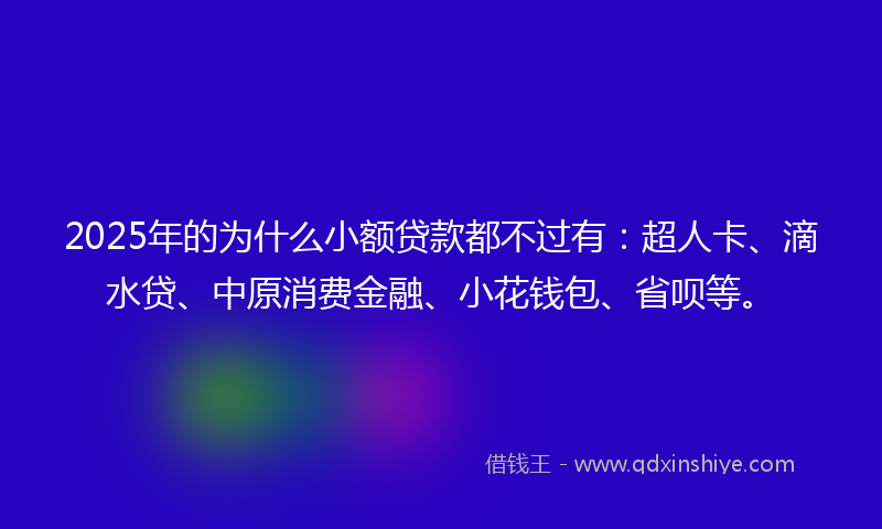 2025年的为什么小额贷款都不过有：超人卡、滴水贷、中原消费金融、小花钱包、省呗等。