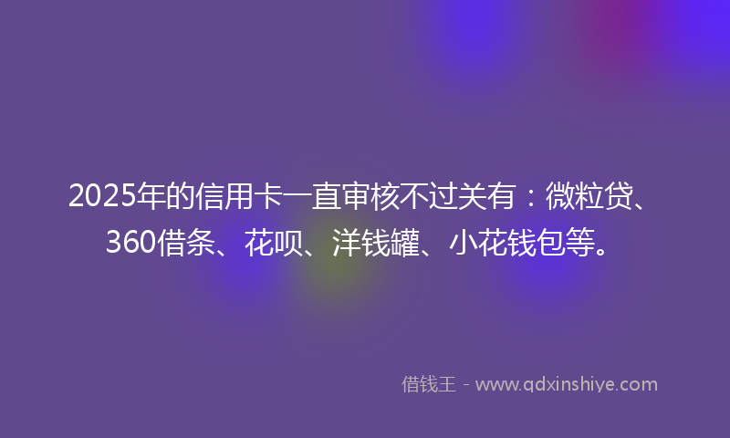 2025年的信用卡一直审核不过关有：微粒贷、360借条、花呗、洋钱罐、小花钱包等。