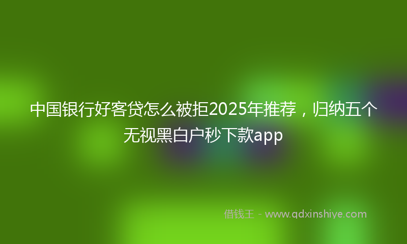 中国银行好客贷怎么被拒2025年推荐，归纳五个无视黑白户秒下款app