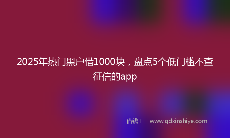 2025年热门黑户借1000块，盘点5个低门槛不查征信的app