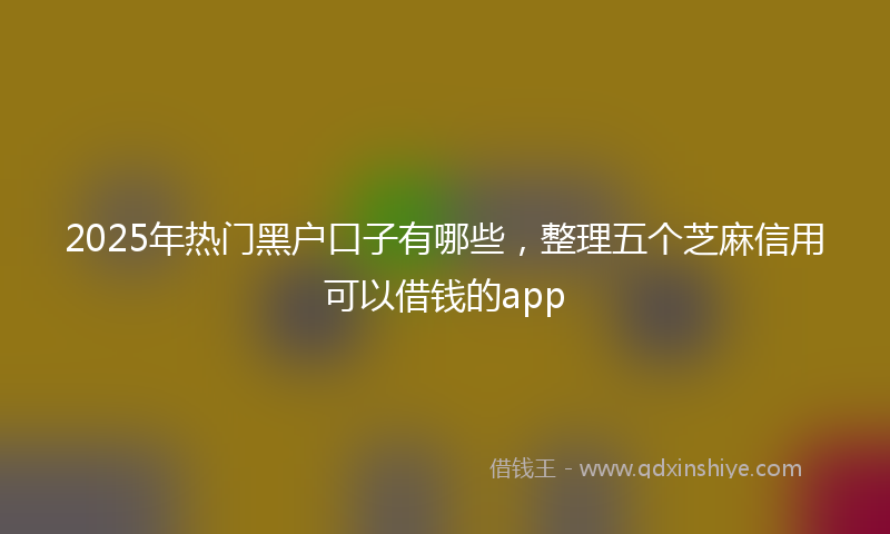 2025年热门黑户口子有哪些，整理五个芝麻信用可以借钱的app