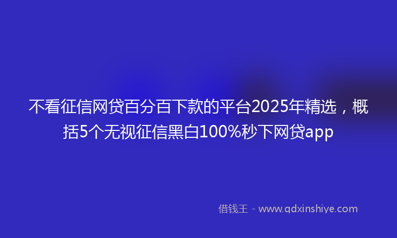 不看征信网贷百分百下款的平台2025年精选，概括5个无视征信黑白100%秒下网贷app