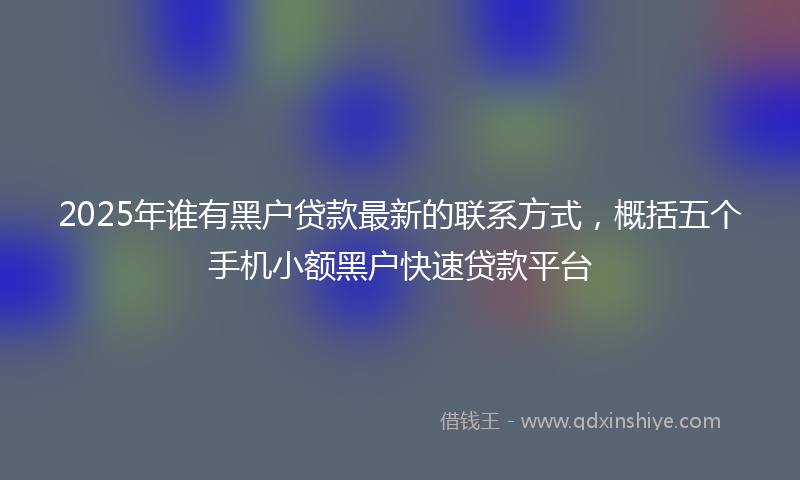 2025年谁有黑户贷款最新的联系方式，概括五个手机小额黑户快速贷款平台