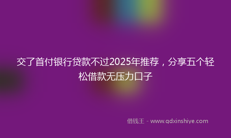 交了首付银行贷款不过2025年推荐，分享五个轻松借款无压力口子