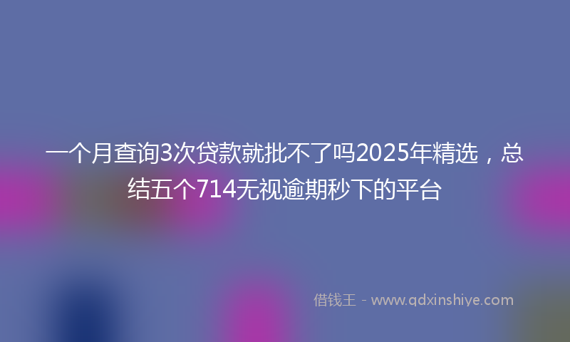 一个月查询3次贷款就批不了吗2025年精选，总结五个714无视逾期秒下的平台