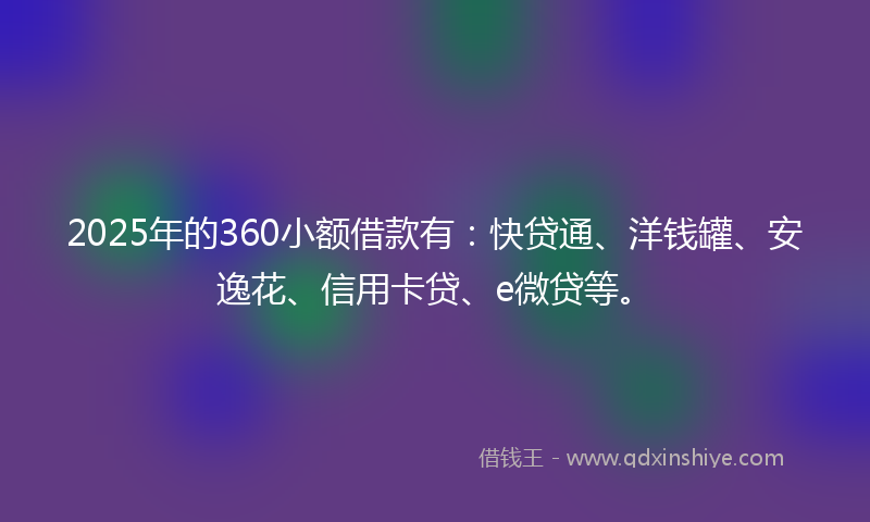 2025年的360小额借款有：快贷通、洋钱罐、安逸花、信用卡贷、e微贷等。