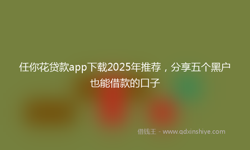 任你花贷款app下载2025年推荐，分享五个黑户也能借款的口子