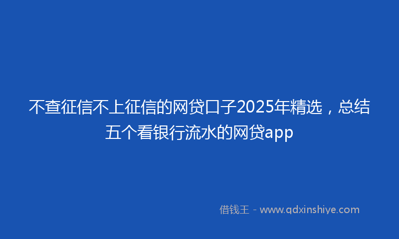 不查征信不上征信的网贷口子2025年精选，总结五个看银行流水的网贷app