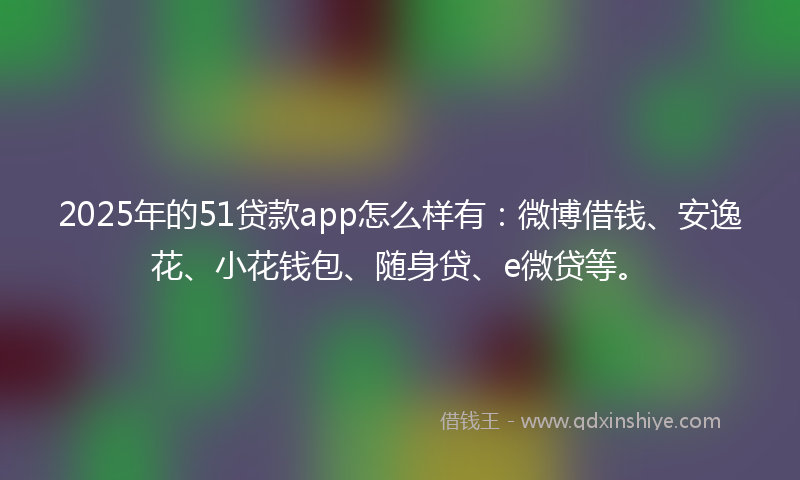 2025年的51贷款app怎么样有：微博借钱、安逸花、小花钱包、随身贷、e微贷等。