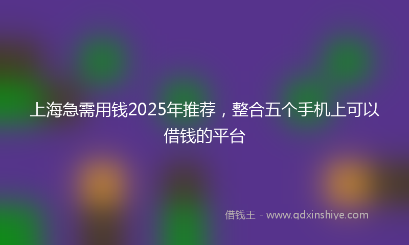 上海急需用钱2025年推荐，整合五个手机上可以借钱的平台