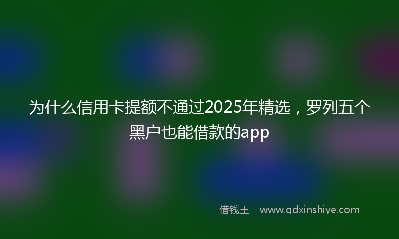 为什么信用卡提额不通过2025年精选，罗列五个黑户也能借款的app