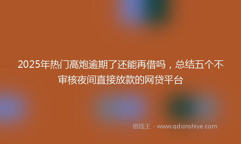 2025年热门高炮逾期了还能再借吗，总结五个不审核夜间直接放款的网贷平台