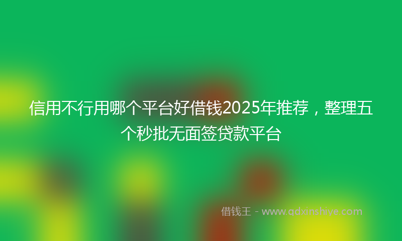 信用不行用哪个平台好借钱2025年推荐，整理五个秒批无面签贷款平台